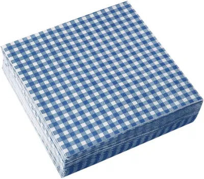 Guingão azul e branco para jantar, piquenique e festas 50 pacotes de guardanapos de papel descartáveis